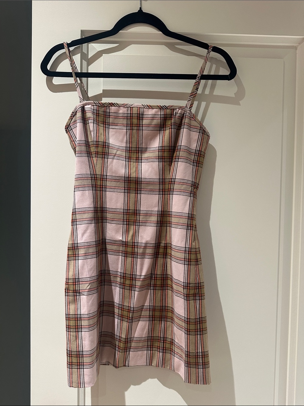 Sunday Best Pink Plaid Spaghetti Strap Mini Dress